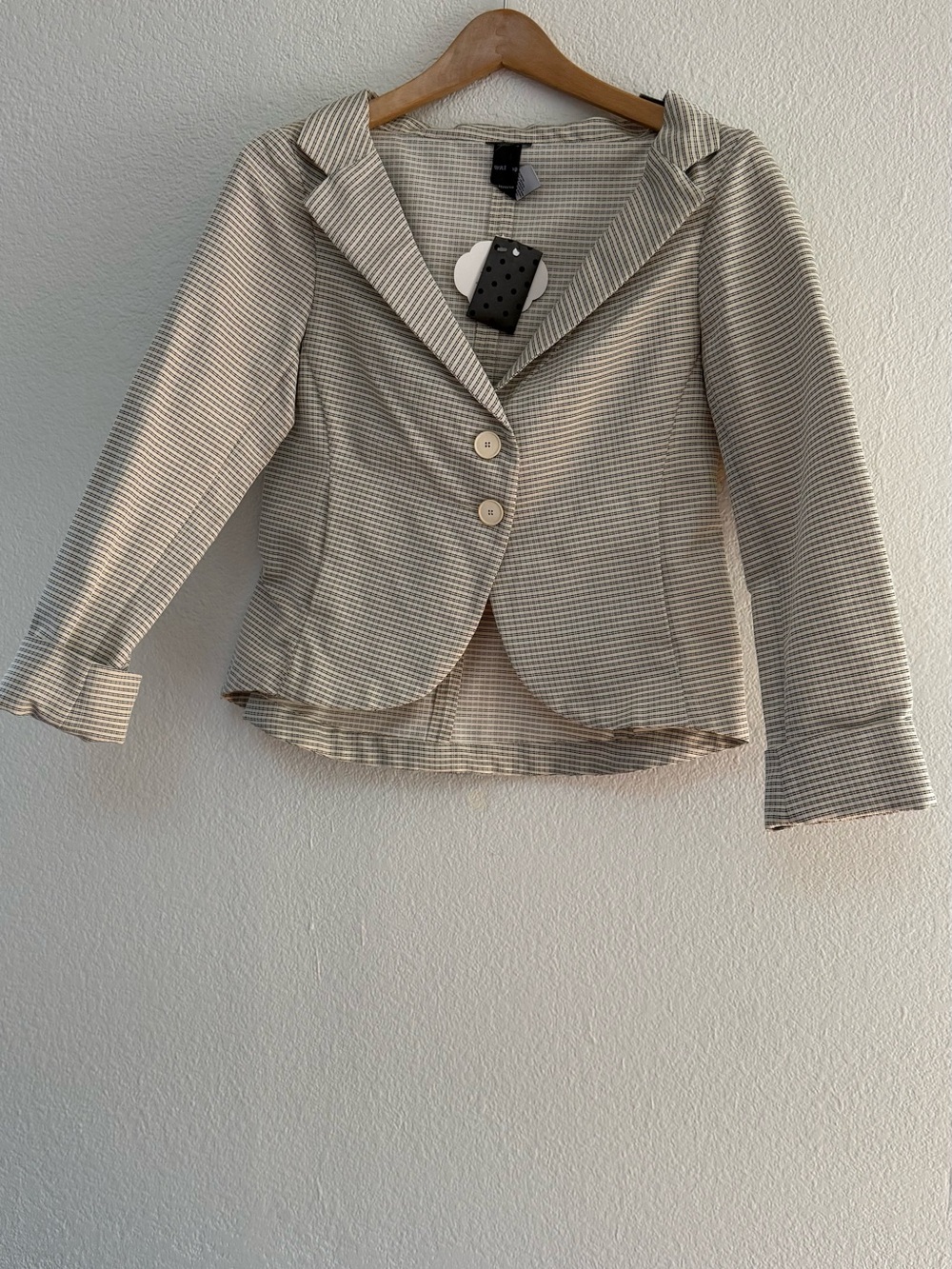 Striped Cream Women's Blazer Jacket - Unbranded